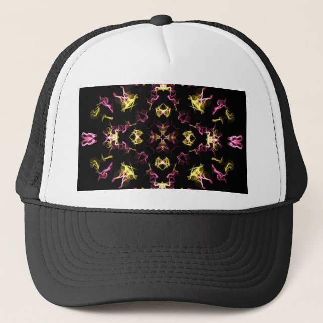 Dazzling Pink and Yellow Mandala Trucker Hat (Front)