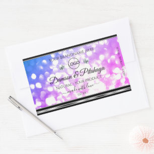 Dazzling Pink Blue Glitter Product Labels Add Logo