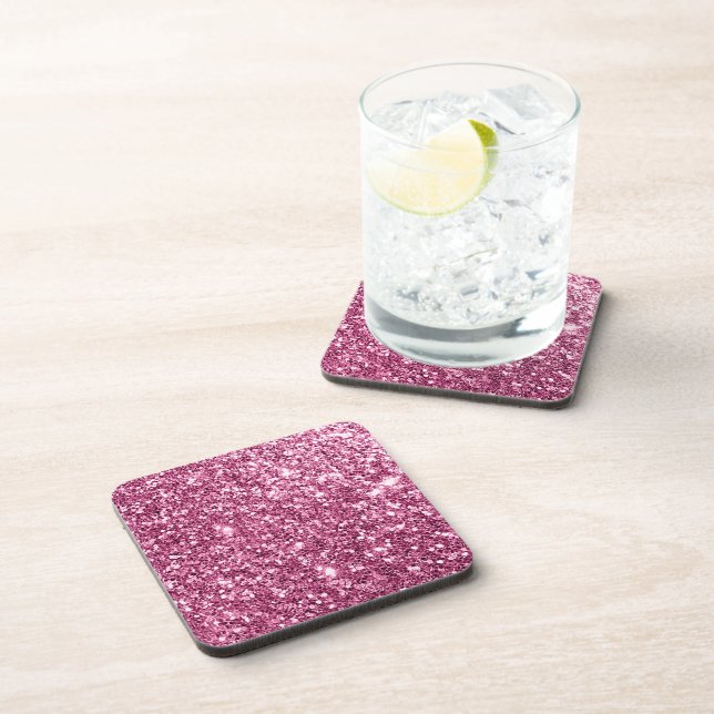 Dazzling Pink Glitter  Coaster (Right Side)