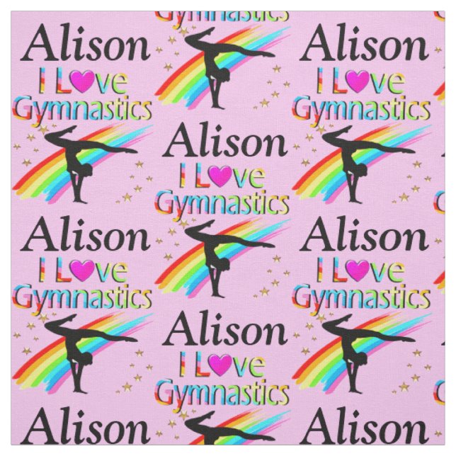 DAZZLING PINK GYMNAST GIRL PERSONALIZED FABRIC (Swatch)