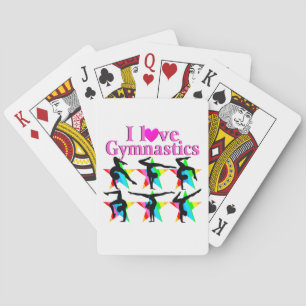DAZZLING PINK I LOVE GYMNASTICS DESIGN PLAYING CARDS