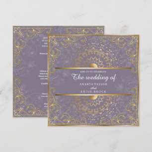 Dazzling Purple and Gold Wedding Invitation