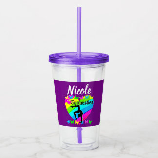 DAZZLING PURPLE I LOVE GYMNASTICS DESIGN ACRYLIC TUMBLER