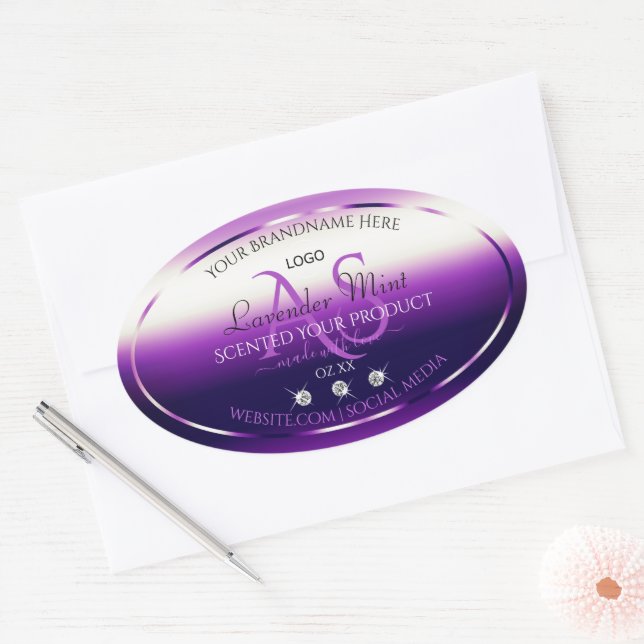 Dazzling Purple Product Label Jewels Monogram Logo (Envelope)