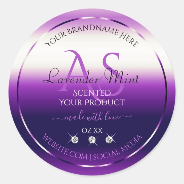 Dazzling Purple Product Labels Diamonds Monogram (Front)