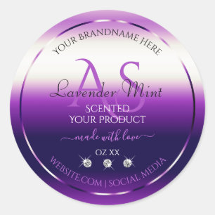Dazzling Purple Product Labels Diamonds Monogram