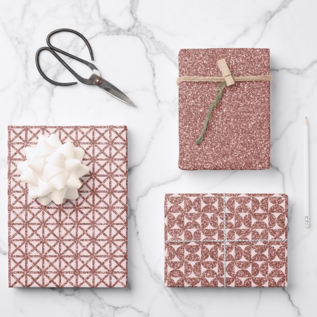 Dazzling Rose Gold Wrapping Paper Sheet (Front)