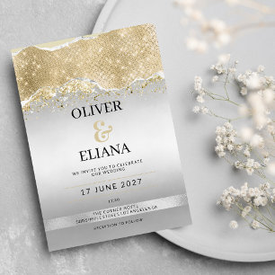 Dazzling silver and gold sparkle glitter Wedding Invitation