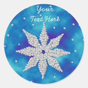 Dazzling Snowflakes on Misty Blue - Stickers