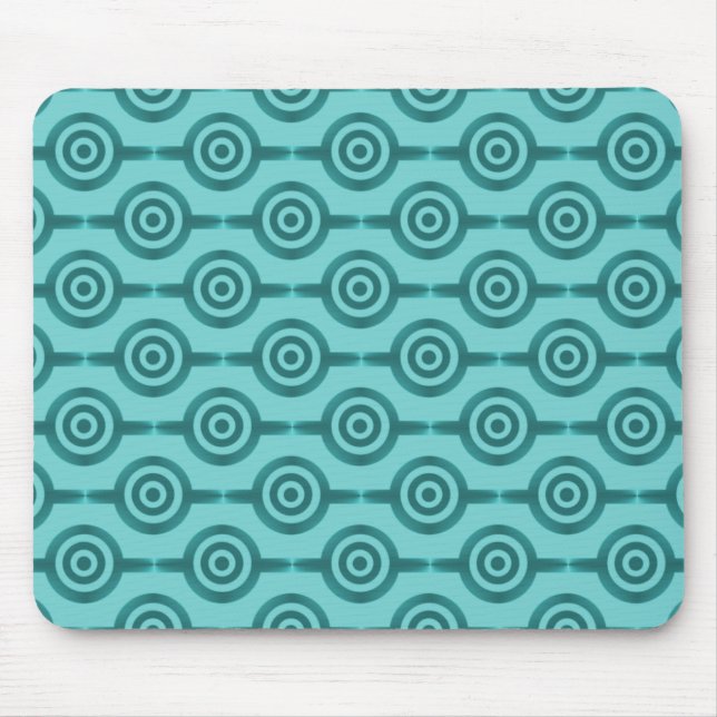 Dazzling Teal Trendy Circles Mousepad (Front)