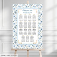 Dazzling Watercolor Dusty Blue Gold Seating Chart