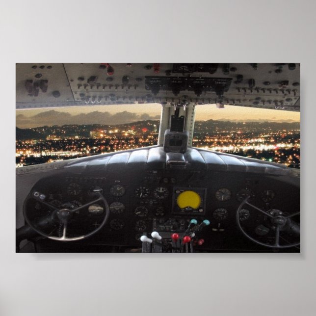 DC3 Cockpit Night View Poster (Front)
