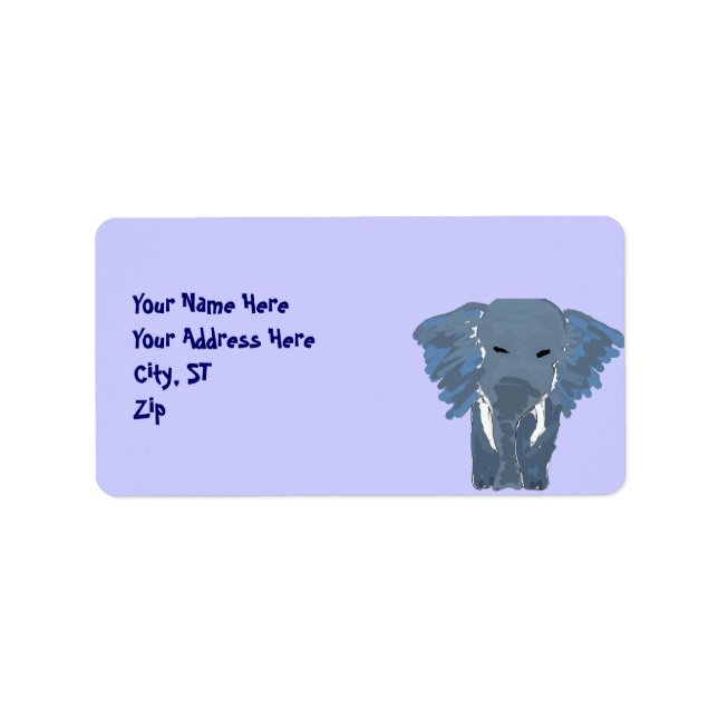 DC- Artsy Elephant Cartoon Address Labels.. Label (Front)