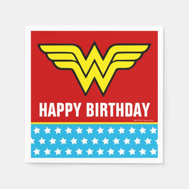 DC Comics | Wonder Woman Logo | Happy Birthday Napkin (Front)