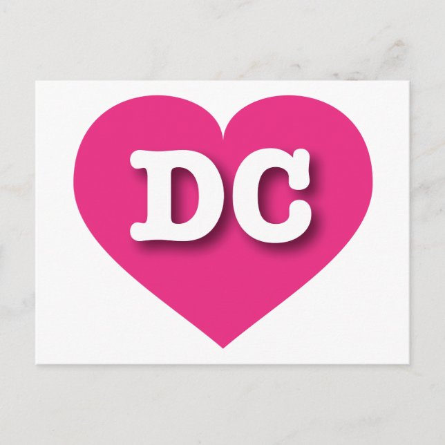 DC Hot Pink Heart - I love DC Postcard (Front)