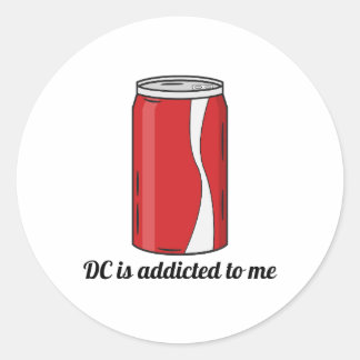 DC Is Addicted to Me Soda Can Design | Funny Pop Classic Round Sticker