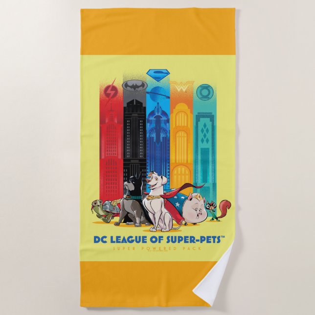 DC League of Super-Pets Metropolis Towers Beach Towel (Front)