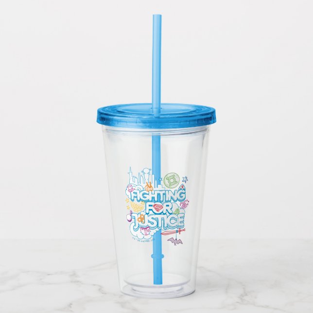 DC Super Hero Girls Fighting For Justice Acrylic Tumbler (Front)