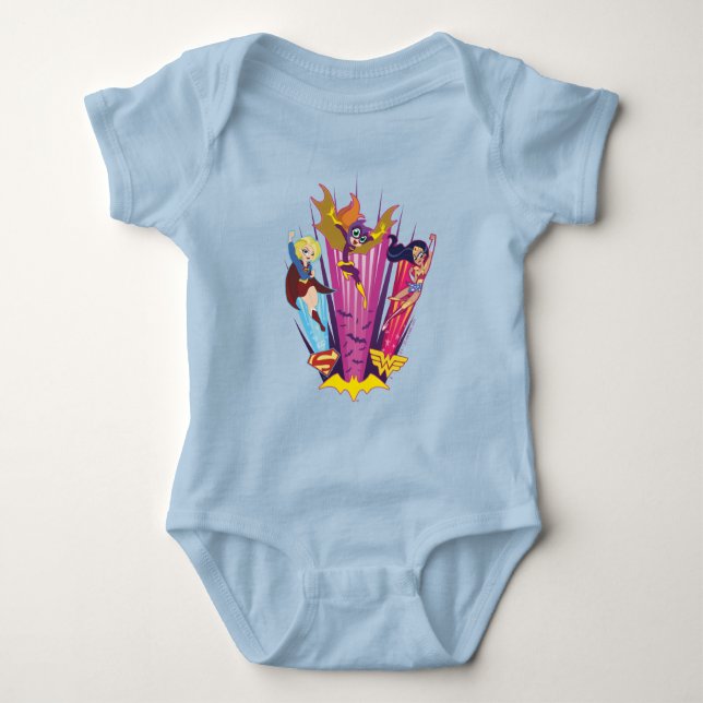 DC Super Hero Girls Trio Baby Bodysuit (Front)