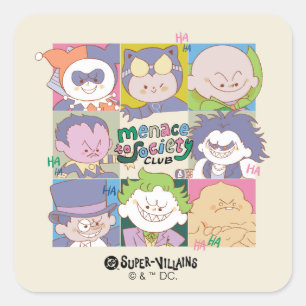 DC Super-Villain Menace To Society Club Graphic Square Sticker