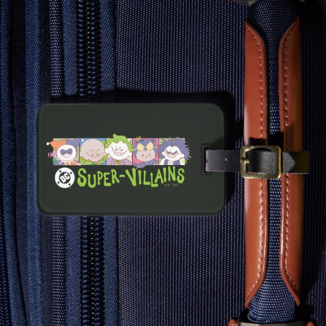 DC Super-Villains Cartoon Lineup Luggage Tag (Front Insitu 4)