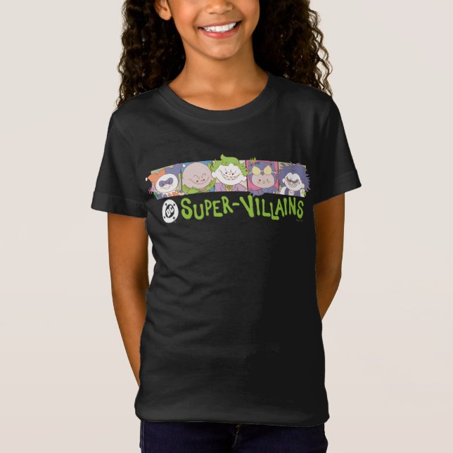 DC Super-Villains Cartoon Lineup T-Shirt (Front)