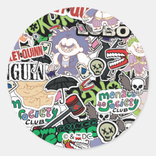 DC Super-Villains Cartoon Pattern Classic Round Sticker