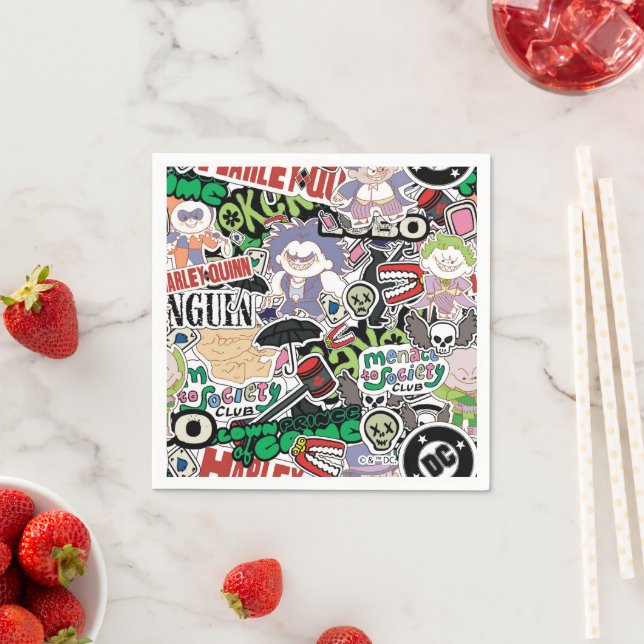 DC Super-Villains Cartoon Pattern Napkin (Insitu)