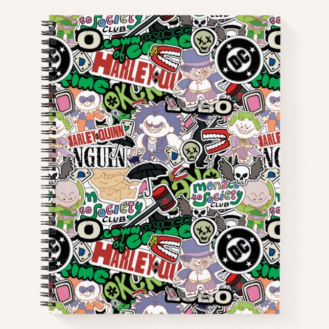 DC Super-Villains Cartoon Pattern Notebook (Front)