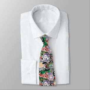 DC Super-Villains Cartoon Pattern Tie