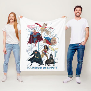 DC Trinity Heroes & Super-Pets Fleece Blanket