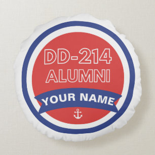 DD-214 Alumni Navy Retirement Round Pillow