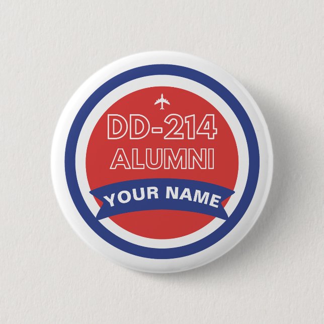 DD-214 Alumni Personalised Airforce Retirement  6 Cm Round Badge (Front)