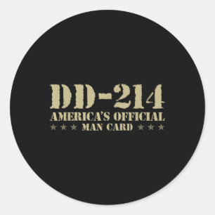 Dd-214 America's Official Man Card Veteran Day Classic Round Sticker