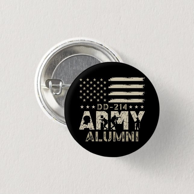 DD-214 Army Alumni Military US Flag Veteran 3 Cm Round Badge (Front & Back)