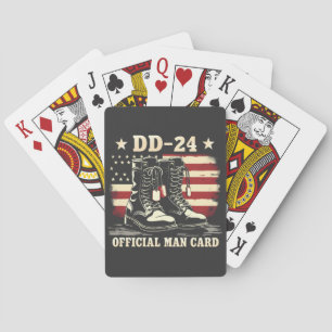 DD 24 Official Man Card American Veteran Day Flag