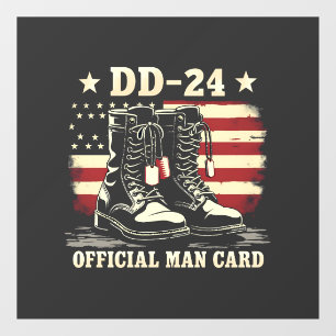 DD 24 Official Man Card American Veteran Day Flag