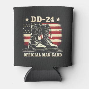DD 24 Official Man Card American Veteran Day Flag Can Cooler