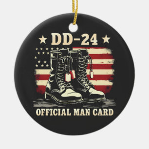 DD 24 Official Man Card American Veteran Day Flag Ceramic Tree Decoration