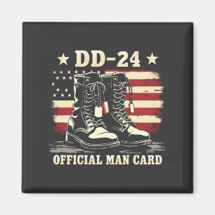 DD 24 Official Man Card American Veteran Day Flag Magnet