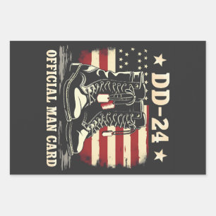 DD 24 Official Man Card American Veteran Day Flag Wrapping Paper Sheet