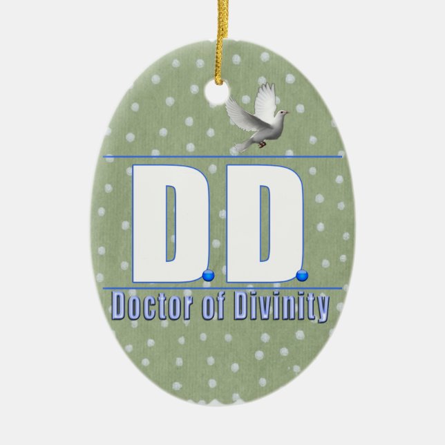 DD Doctor of Divinity Acronym LOGO Ceramic Tree Decoration (Front)