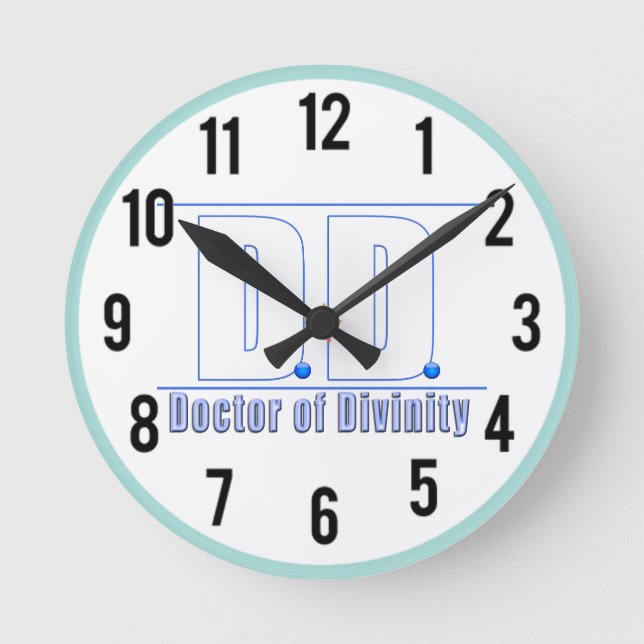 DD Doctor of Divinity Acronym LOGO Round Clock (Front)