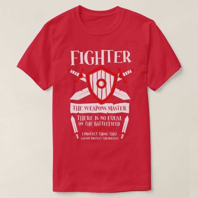 DD FIGHTER Class Dungeons Dragons T-Shirt (Design Front)
