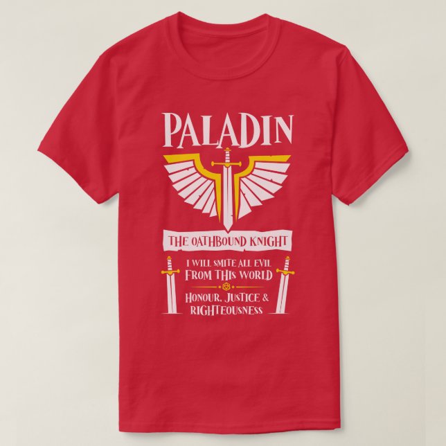 DD PALADIN Class Dungeons Dragons T-Shirt (Design Front)