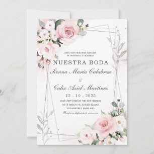De Boda en Rosa Empolvado y gris Invitation