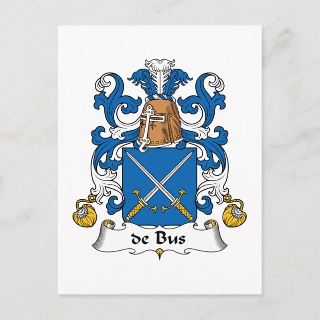 de Bus Family Crest Postcard (Front)