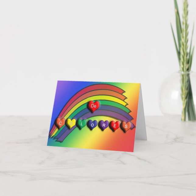 De Colores Rainbow Hearts Blank Card (Front)