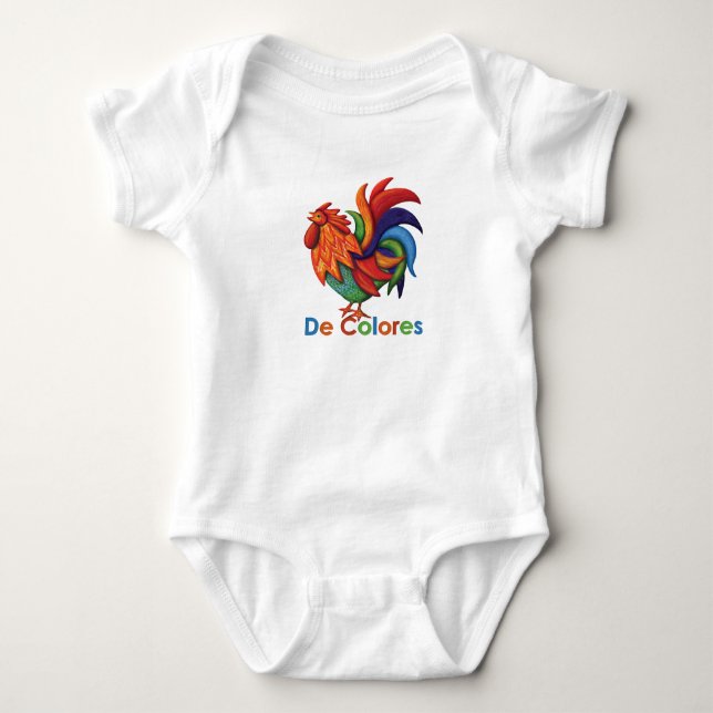 De Colores Rooster Gallo Baby Jersey Bodysuit (Front)