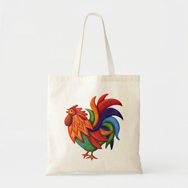 De Colores Rooster Gallo Tote Bag (Front)